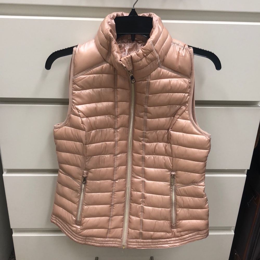 Calvin Klein Quilted Puffer Vest in Metallic Blush